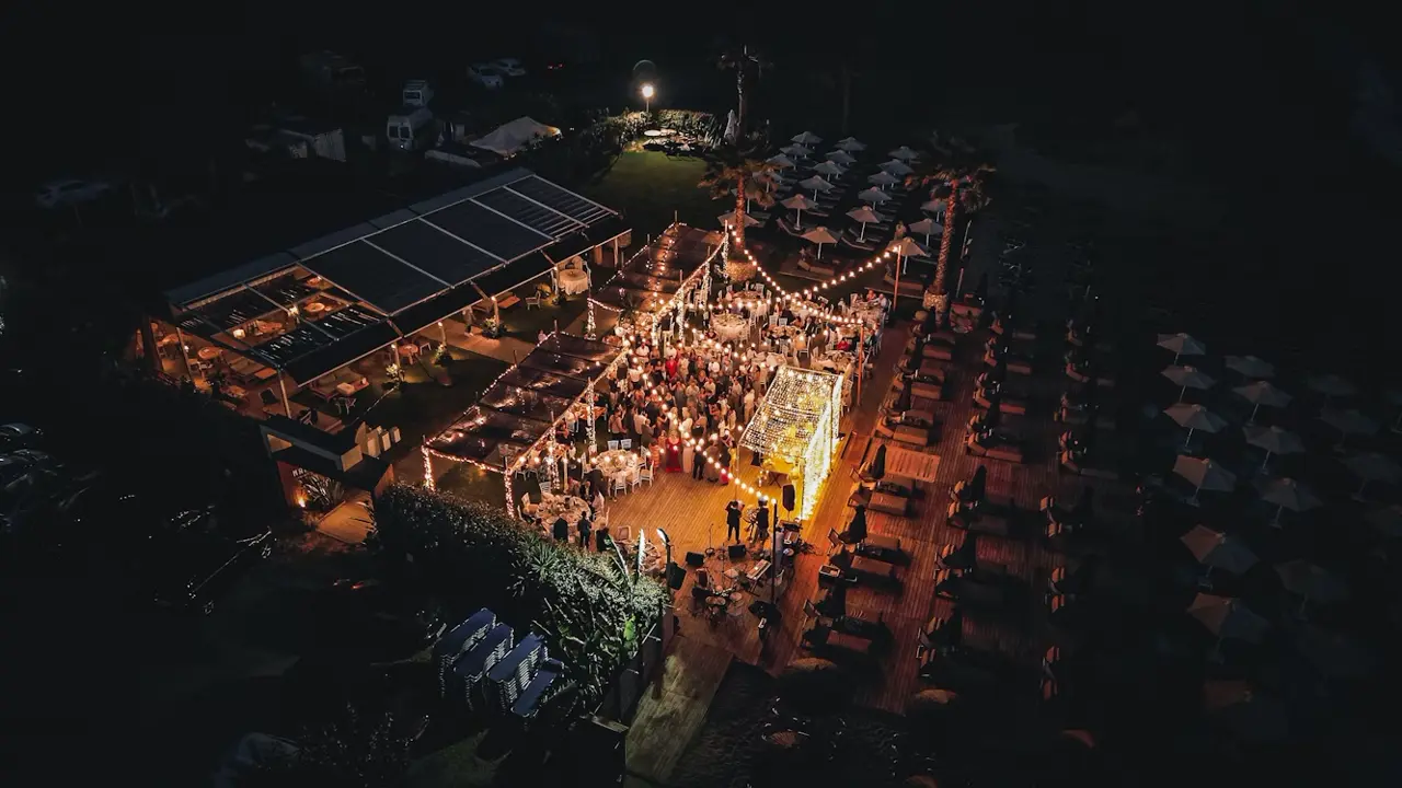 Outdoor event with lights